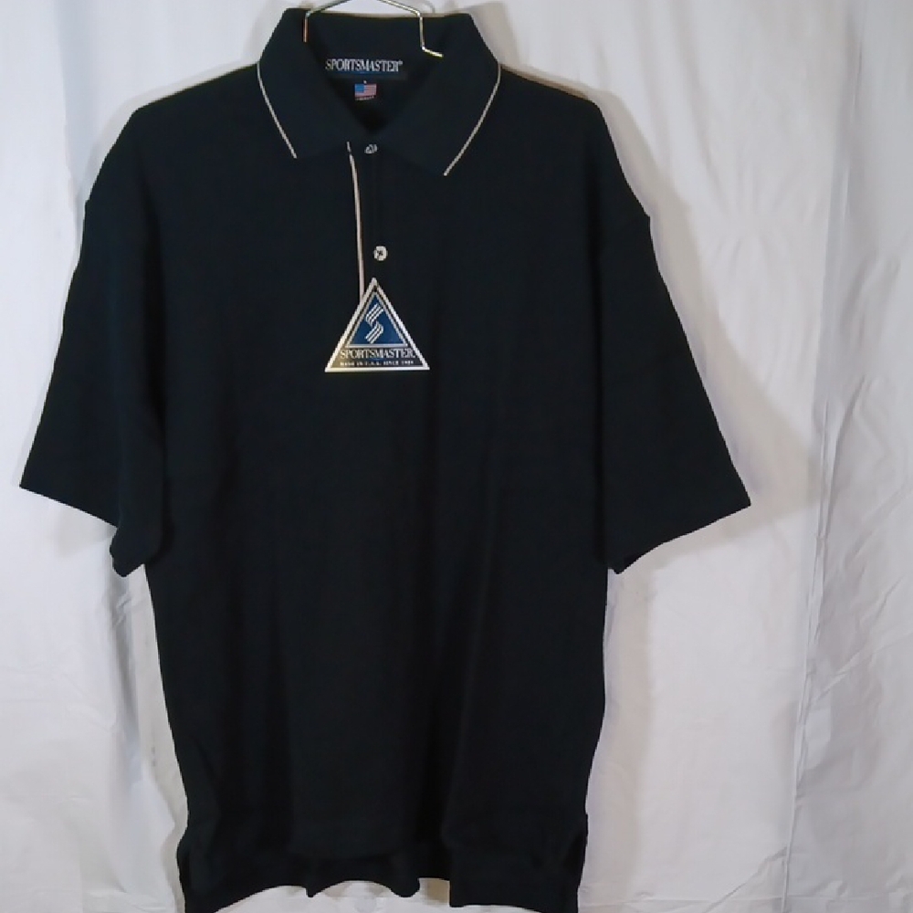 Sportmaster Classic Black Polo with White Trim on Collar